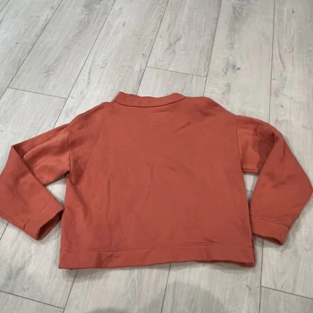 Madewell MWL Betterterry Mockneck Side-Button Sweatshirt Terracotta Size MEDIUM - Picture 2 of 7